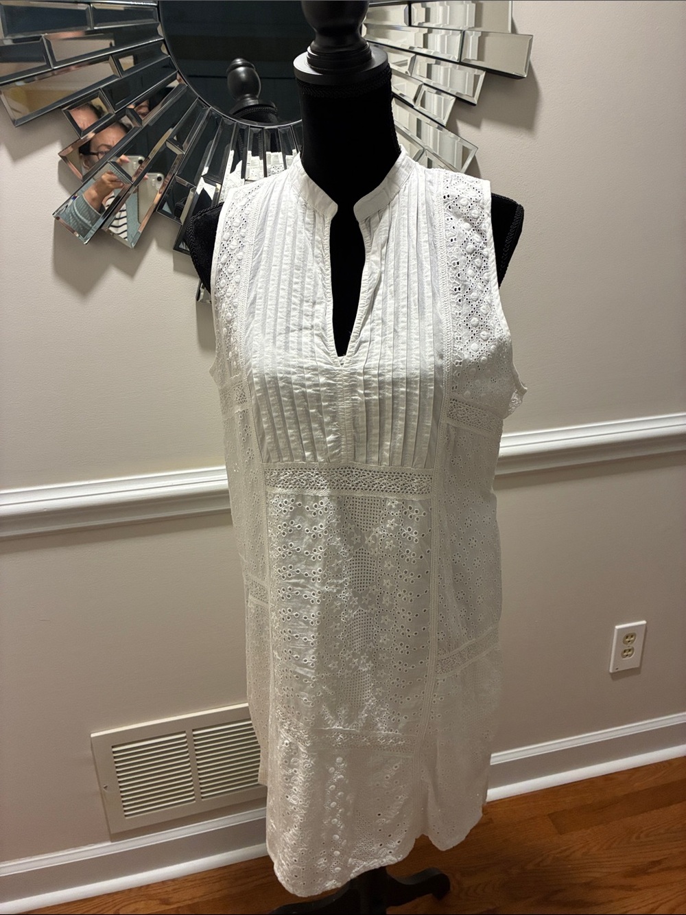 Lauren Ralph Lauren White Eyelet Sleeveless Cotton Dress
